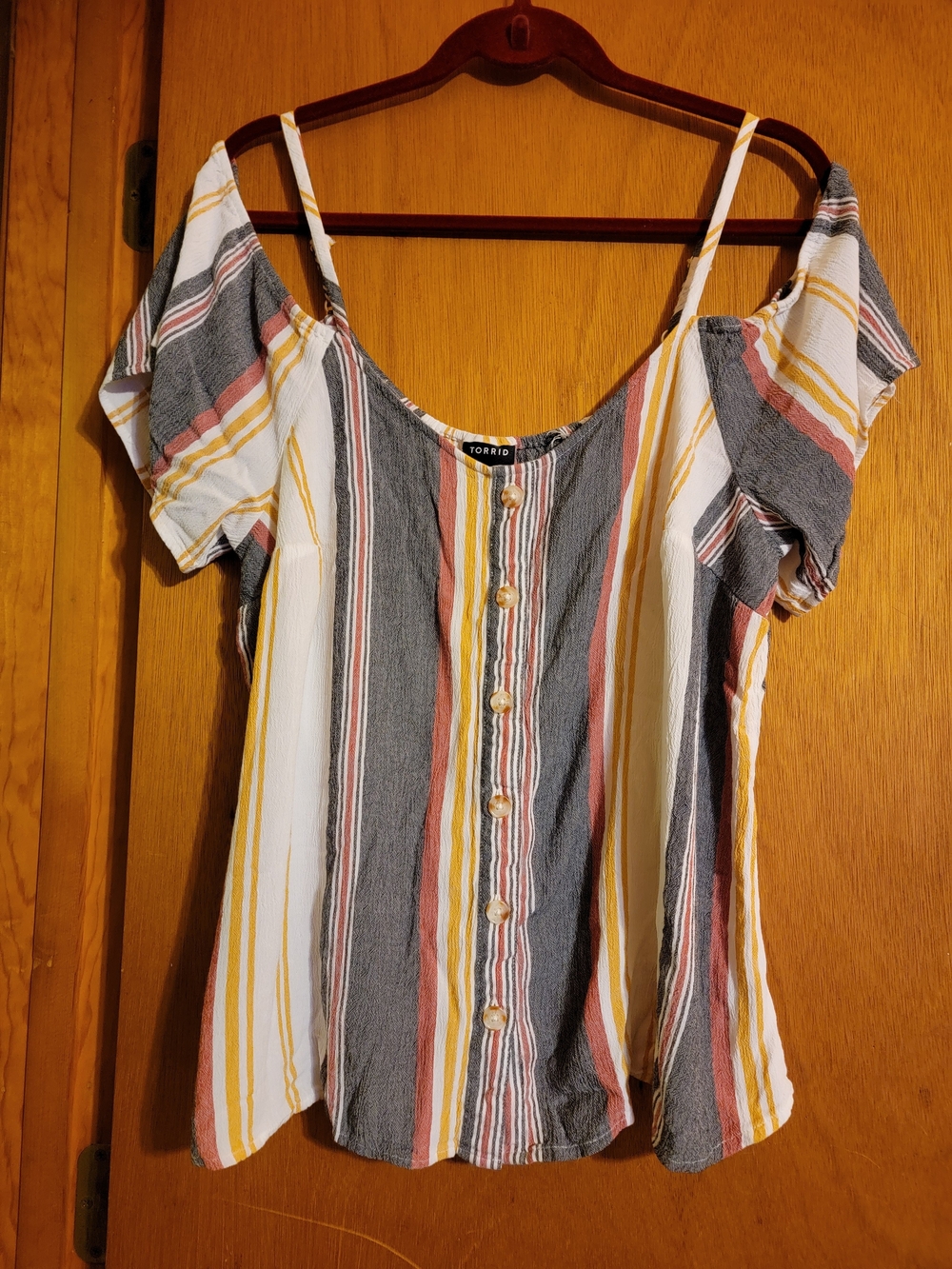 Torrid Striped Cold-Shoulder Top